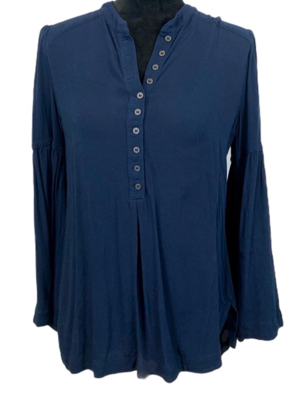 Free People Navy Easy Girl Bell Sleeve Tunic Size Large
